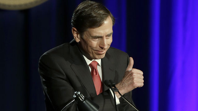 PHOTO: David Petraeus, former army general and head of the Central Intelligence Agency, speaks at the annual dinner for veterans and ROTC students at the University of Southern California, in downtown Los Angeles Tuesday, March 26, 2013.
