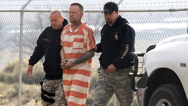 PHOTO: Sanpete Sheriffs Officers escort Troy James Knapp, 45, to the Sanpete County Jail, April 2, 2013, in Manti, Utah.