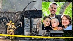 PHOTO: A Pierce County Sheriff's deputy and Graham Firefighters work around the smoldering remains of a house near Fredrickson, Wash., Feb. 5, 2012, where, the bodies of Josh Powell and his two sons are believed to have been found.