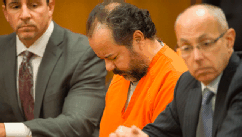 PHOTO: Ariel Castro, center, sits before a judge with his defense attorney's, Craig Weintraub, left, and Jaye Schlachet during a pretrial hearing, June 19, 2013, in Cleveland, Ohio.