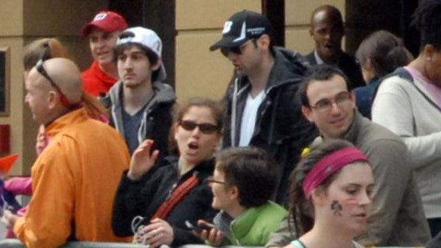 PHOTO: This April 15, 2013 photo provided by Bob Leonard shows third from left, Tamerlan Tsarnaev, who was dubbed Suspect No. 1 and second from left, Dzhokhar A. Tsarnaev, who was dubbed Suspect No. 2 in the Boston Marathon bombings by law enforcement. T