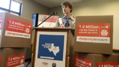 PHOTO: Boys Scout Alex Derr speaks out against anit-gay rules during the Equal Scouting Summit Press Conference being held near where the Boy Scouts of America are holding their annual meeting, May 22, 2013, in Grapevine, Texas.