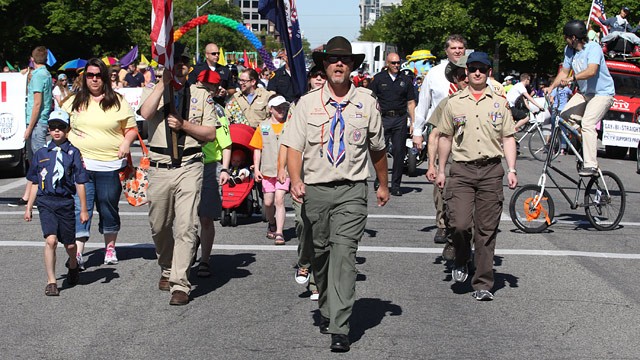 PHOTO: Boy Scouts are shown marching in the Utah Gay Pride Parade Sunday, June 2, 2013, in Salt Lake City.
