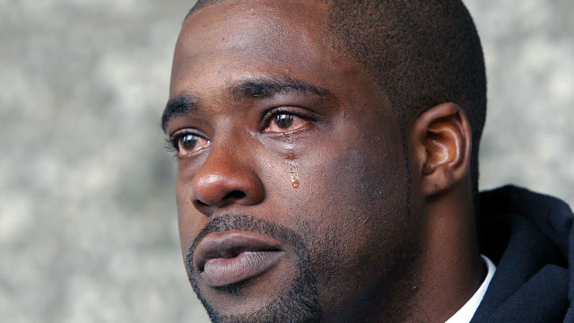 PHOTO: Brian Banks weeps after his rape conviction was dismissed in court Thursday, May 24, 2012, in Long Beach, Calif.