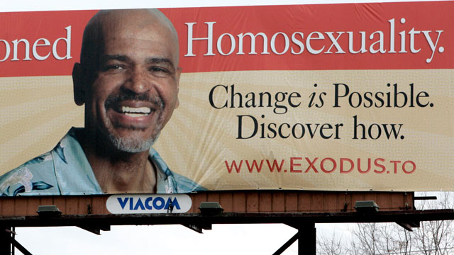 PHOTO: A billboard for a conference sponsored partially by Exodus International announces that Change is Possible for homosexuality, Feb. 16, 2006.