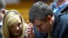 PHOTO: Gabe Watson talks with his wife, Kim, after arriving at the Jefferson County Courthouse in Birmingham, Ala., Feb. 13, 2012, for jury selection in his trial.