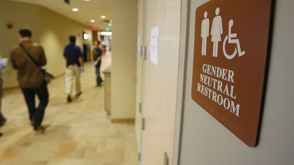 PHOTO: A sign marks the entrance to a gender neutral restroom at the University of Vermont in Burlington, Vt., Aug. 23, 2007.