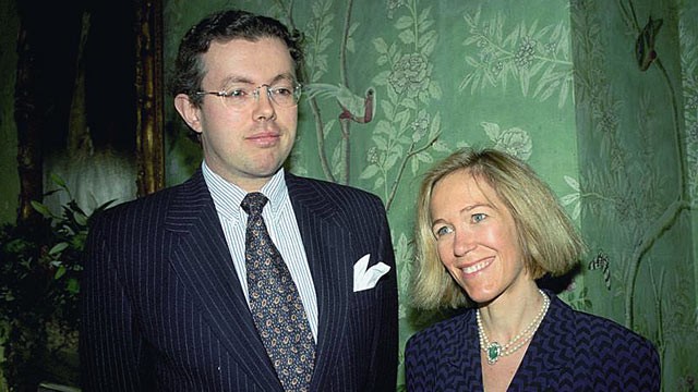 PHOTO: Eva Rausing, right, and her husband Hans Kristian Rausing are shown at Winfield House, in London, in this 1996 file photo.