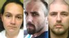 Three undated photos provided by the Department of Justice show Jessica L. Hunt, left, Daniel Brown, center, and Jordie L. Callahan, right.