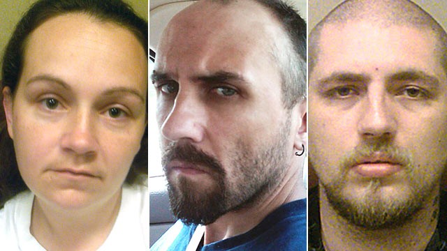 PHOTO: Three undated photos provided by the Department of Justice show Jessica L. Hunt, left, Daniel Brown, center, and Jordie L. Callahan, right.