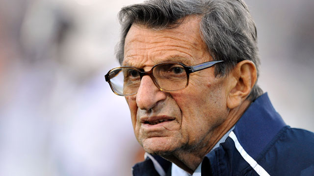PHOTO: Penn State coach Joe Paterno stands on the field before an NCAA college football game against Northwestern, in Evanston, Ill in this Oct. 22, 2011 file photo.