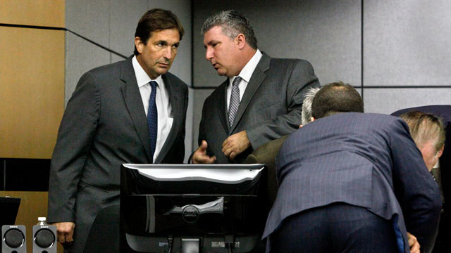 PHOTO: John Goodman, left, talks with one of his attorneys, Guy Fronstin, during a break in his DUI Manslaughter trial, March 13, 2012 in West Palm Beach, Fla.