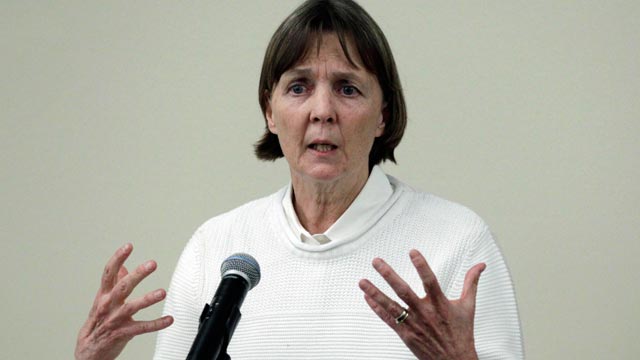 PHOTO: Judy Clarke, a defense lawyer whose high-profile clients include "Unabomber" Ted Kaczynski, Olympic bomber Eric Rudolph, and Tucson shooter Jared Lee Loughner, speaks at Loyola Law School in Los Angeles April 26, 2013.