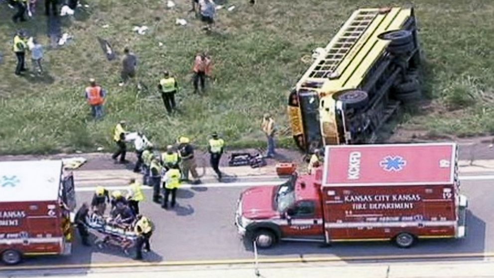 PHOTO: Overturned school bus
