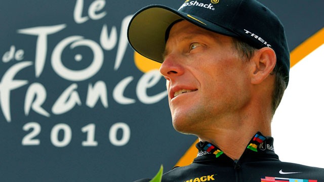 PHOTO: In this July 25, 2010, file photo, Lance Armstrong looks back on the podium after the 20th and last stage of the Tour de France cycling race in Paris, France.
