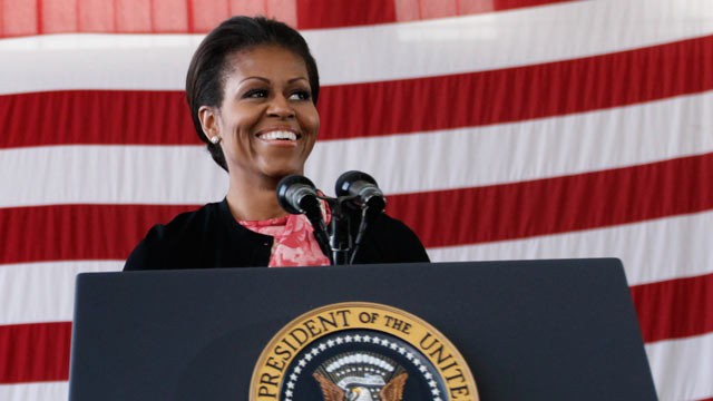 PHOTO: First Lady Michelle Obama at the 440th Structural Maintenance Hangar at Fort Bragg, N.C. in this Dec. 14, 2011 file photo.