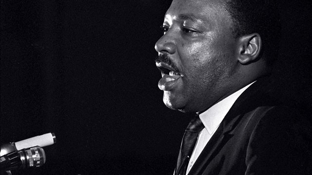 PHOTO: Dr. Martin Luther King Jr. makes his last public appearance at the Mason Temple in Memphis, Tenn., on April 3, 1968. The following day King was assassinated on his motel balcony.