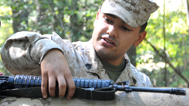 PHOTO: This undated image provided by the U.S. Marine Corps shows Sgt. Eusebio Lopez, an Officer Candidate School instructor, during the Quantico Leadership Venture at OCS on Sept. 21, 2012; Lopez, gunned down Lance Cpl. Sara Castromata and Cpl. Jacob Woo