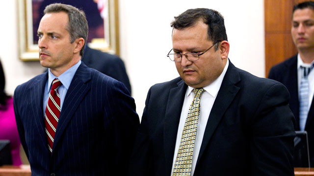 PHOTO: Raul Rodriguez, right, stands with his attorney Bill Stradley as he is found guilty of killing Kelly Danaher, June 13, 2012, in Houston.