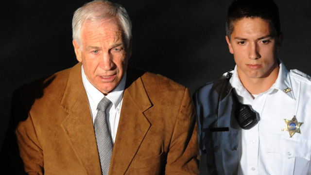 PHOTO: Jerry Sandusky leaves the Centre County Courthouse Friday, June 22, 2012, after being found guilty in his sexual abuse trial, in Bellefonte, Pa.