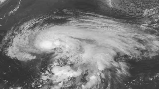PHOTO: This NOAA satellite image taken Friday, Oct. 26, 2012 at 01:45 AM EDT shows Hurricane Sandy over northern Bahamas with cloudiness across Florida and the southeastern Atlantic Basin into the northern Caribbean.