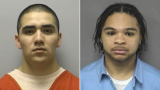 PHOTO: Santos Carrera-Morales, left and Eric James, two of four people who broke out of the Ottawa County Jail in Minneapolis, Kan. April 18, 2012.