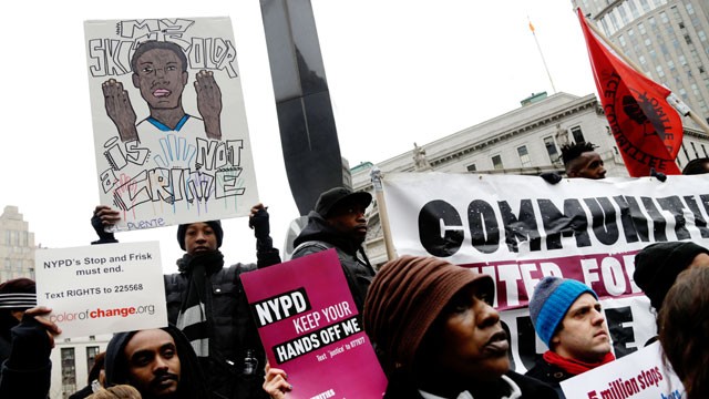 PHOTO: Protesters participate in a rally near the federal courthouse in New York, March 18, 2013.