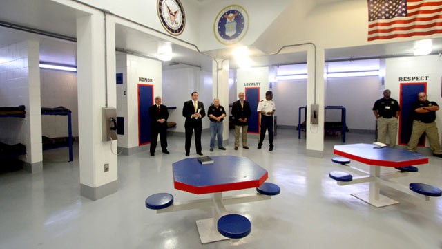 PHOTO: Sheriff John Darr, of the Muscogee County Sheriffs Department announces the opening of a new Veterans Dormitory specifically meant to house U.S. military veterans at the Muscogee County Jail in Columbus, Ga., April 23, 2012.
