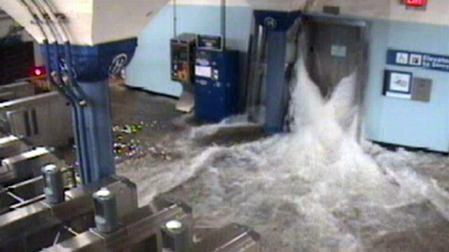 VIDEO: The largest rapid-transit system in the U.S. took a hit from the storm.