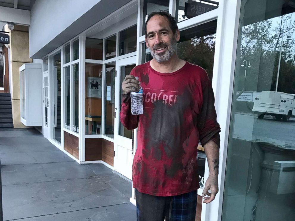 PHOTO: A soaked Jonathan Blinderman helped two of the familys three children and all three dogs from their Montecito home to safety when his parked car plowed through the walls guided by a pool of mud, Jan. 8, 2017.