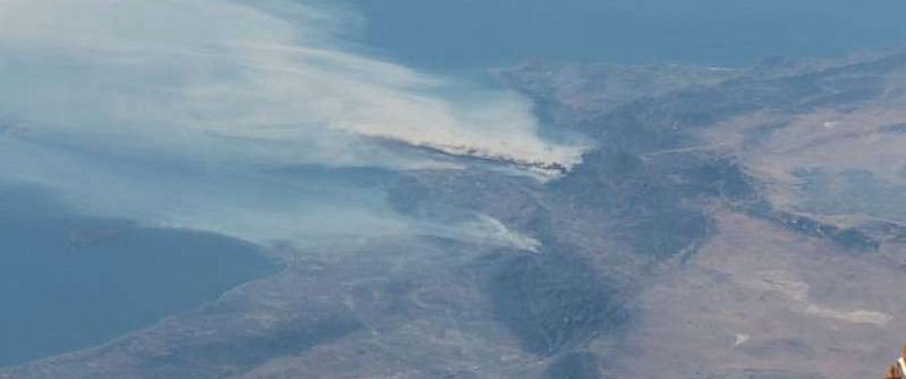 PHOTO: Astronauts on the International Space Station took photos of the smoke from the Southern California wildfires affecting the Los Angeles area on the week of Dec. 4, 2017.