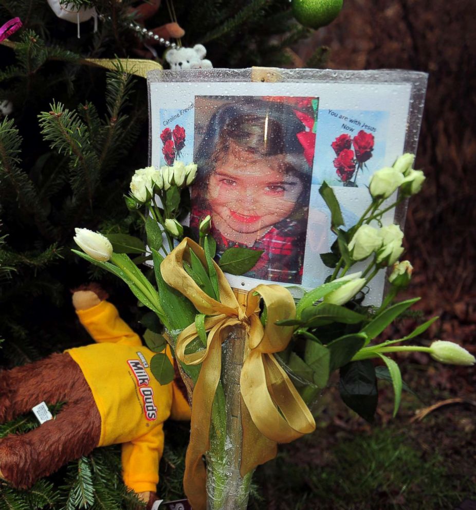PHOTO: A photo of Caroline Previdi, one of the victims from the Sandy Hook elementary school shooting is set up at a makeshift shrine to the victims in Newtown, Conn., Dec. 17, 2012.