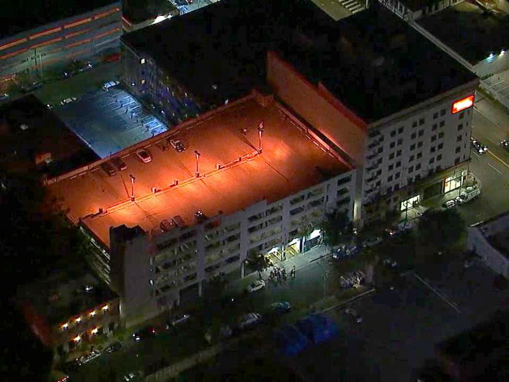 PHOTO: Scene of a fatal carjacking in MacArthur Park in Los Angeles, Dec. 12, 2017.
