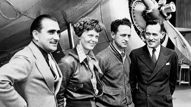PHOTO: Amelia Earhart, Paul Mantz, Harry Manning and Fred Noonan