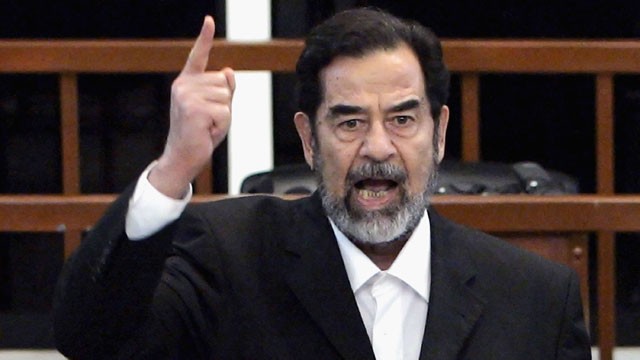 PHOTO: Saddam Hussein shouts as he receives his guilty verdict during his trial, Nov. 5, 2006 in Baghdad, Iraq.