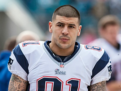 PHOTO: New England Patriots tight end Aaron Hernandez looks on during an NFL football game against the Jacksonville Jaguars at EverBank Field, Dec. 23, 2012, in Jacksonville, Fla.
