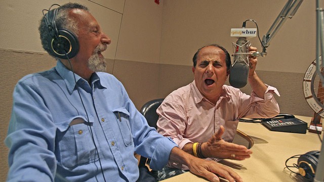 PHOTO: Tom and Ray Magliozzi of Car Talk fame are photographed at WBUR offices after their taped show.
