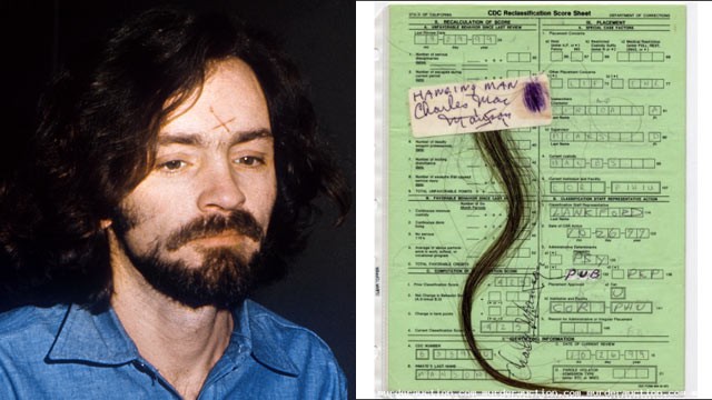 PHOTO: Several websites in the United States sell "murderabilia," like this lock of hair from Charles Manson.