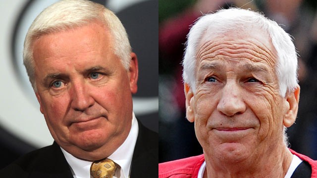 PHOTO: Pennsylvania Governor Tom Corbett's (left) handling of Jerry Sandusky's criminal case is under investigation.