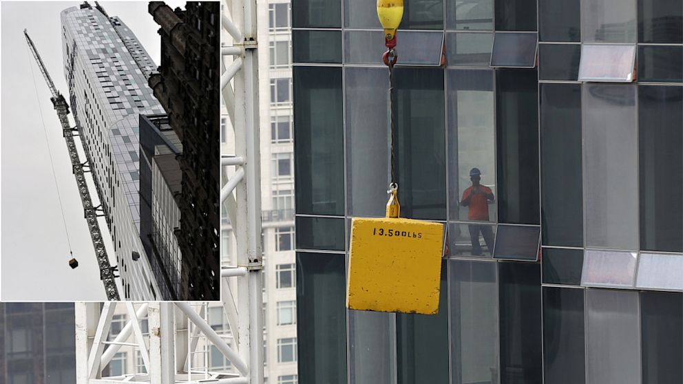 PHOTO: Officials have closed West 57th Street after a tower crane got stuck.
