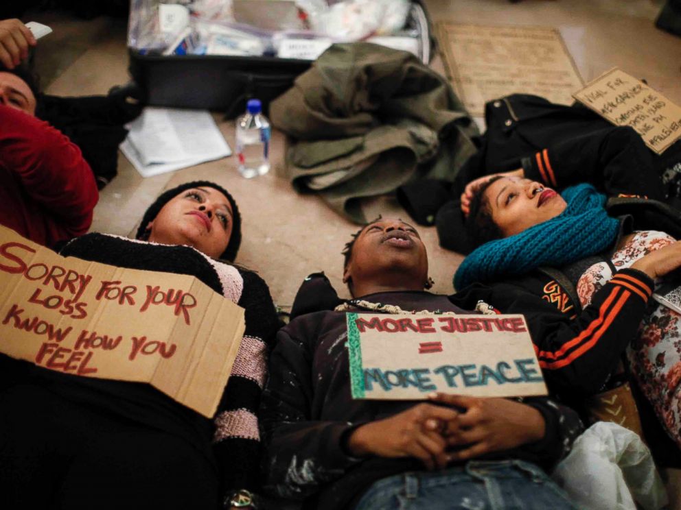 PHOTO: People lie down during a demonstration against police violence in Grand Central Station on Dec. 22, 2014 in New York City.