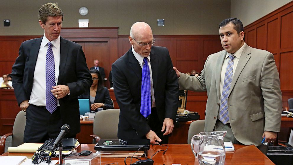 PHOTO: George Zimmerman at trial with lawyers Mark OMara and Don West