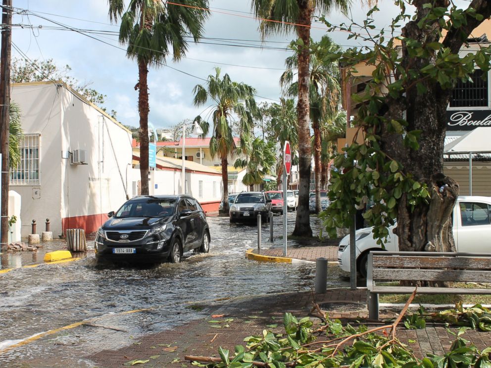 PHOTO: Streets are flooded following hurricane Gonzola in Marigot on the French Caribbean island of Saint Martin, Oct. 14, 2014.
