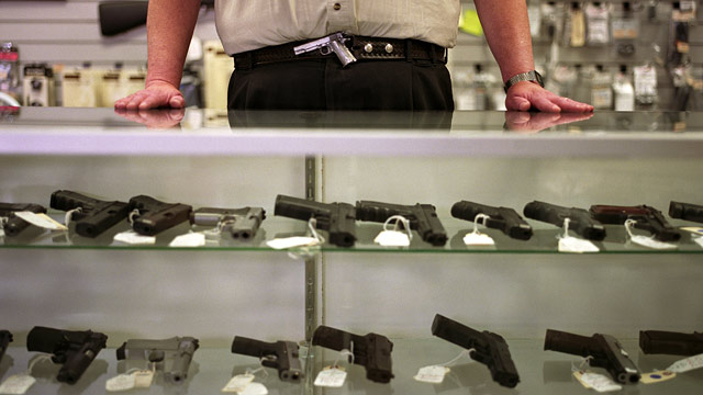 PHOTO: Guns are displayed in a gun shop in Bellevue, Washington.