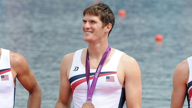 PHOTO: Henrik Rummel of the United States rowing team is awarded a bronze medal at the 2012 Olympic Games on August 4, 2012 in Windsor, England.