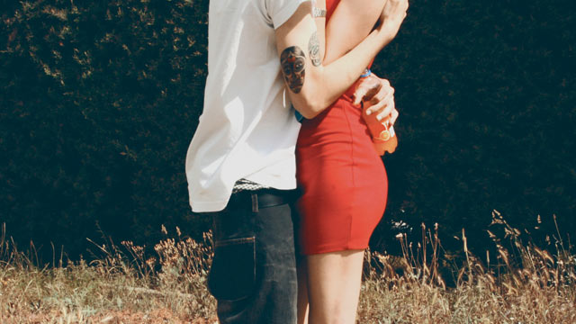 PHOTO: A man and woman embrace.
