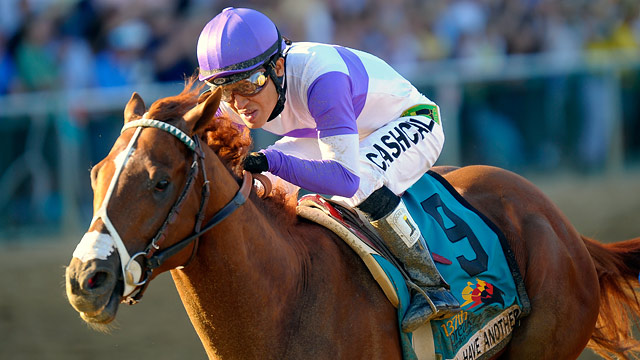 PHOTO: "Ill Have Another" at the finish line in the running of 137th Preakness Stakes at Pimlico Race Course in Baltimore MD May 19, 2012.