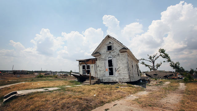 PHOTO: A single home remains standing in what was once a neighborhood prior to the May 22 tornado.