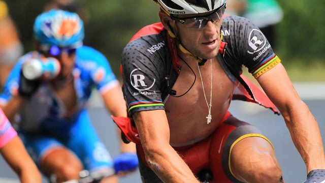 PHOTO: American Lance Armstrong with team RadioShack rides during stage 16 of the Tour de France in Pau, France, July 20, 2010.