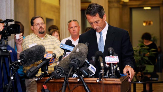 PHOTO: South Carolina Gov. Mark Sanford speaks during a press conference at the State Capitol on June 24, 2009, in Columbia, South Carolina.